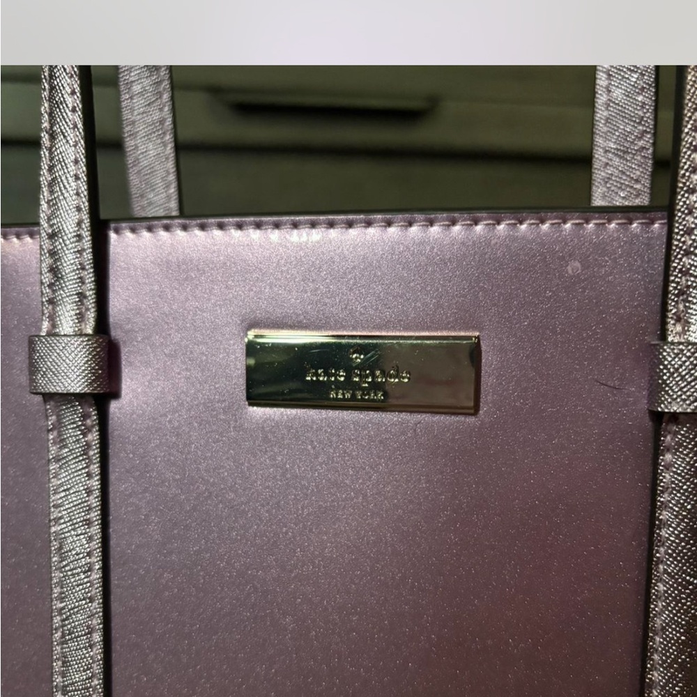 Kate Spade Metallic Lavender Shoulder Bag with matching card wallet - Picture 3 of 7